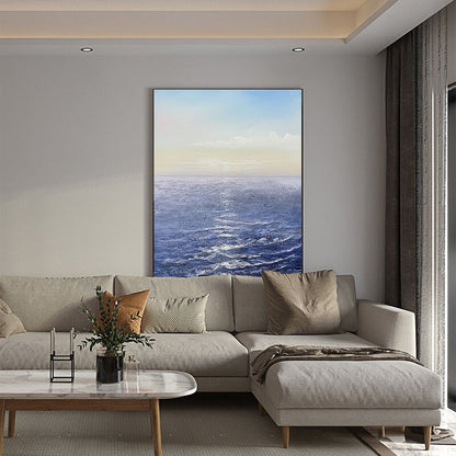 Abstract Ocean Oil Painting on Canvas, Large Original Seascape Canvas Wall Art, Modern Sea Waves Painting for Living Room, Bedroom Décor