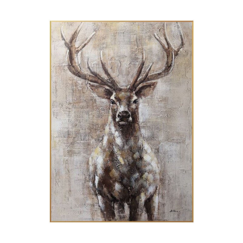 Large Abstract Deer Oil Painting on Canvas, Original Hand-painted Stag Canvas Wall Art, Modern Animal Painting for Living Room, Home Décor