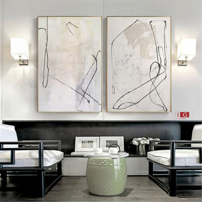 Set Of 2 Beige Painting Set Of 2 Beige Minimalist Painting Beige and white – Abstract Painting