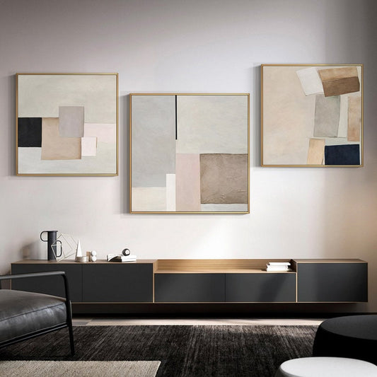 Large Abstract Canvas Wall Art, Original Geometric Acrylic Painting on Canvas, Modern Minimalist Oil Painting for Living Room, Bedroom Decor
