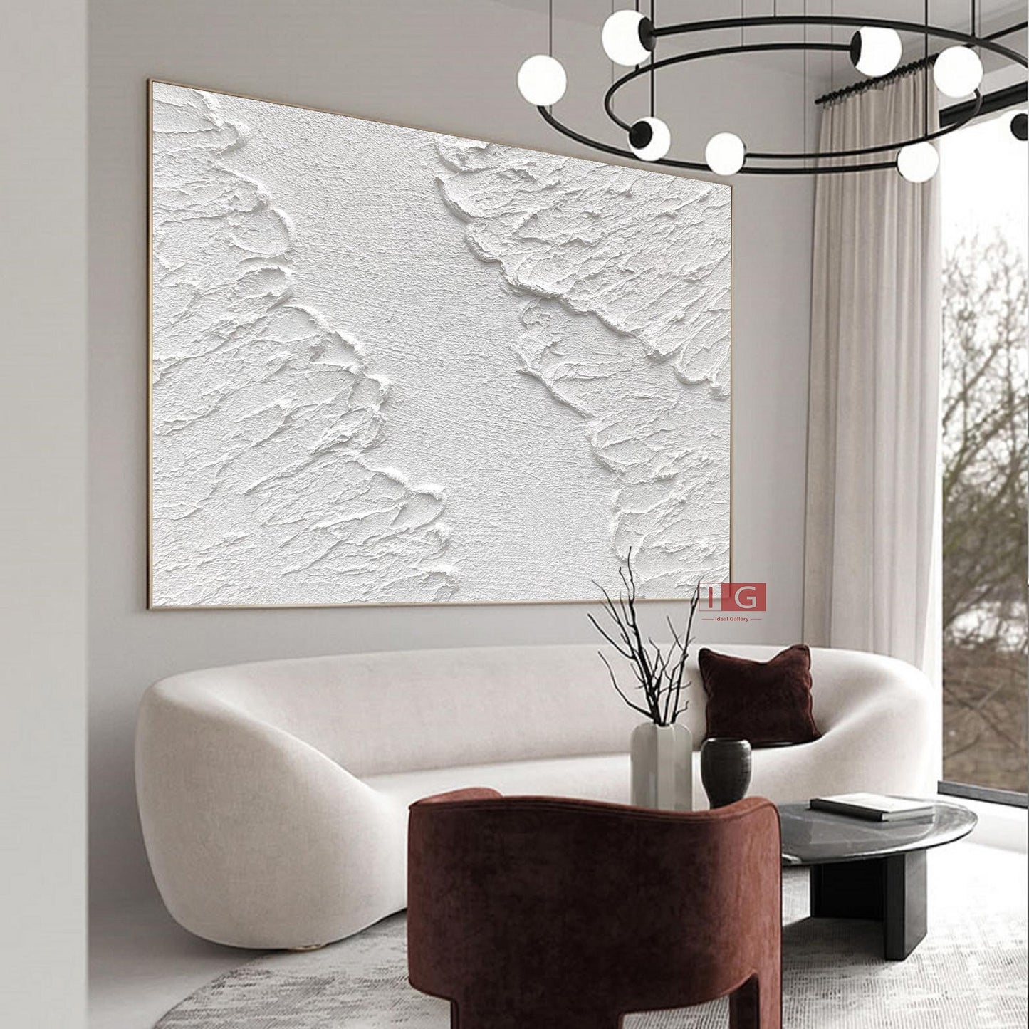 Minimalist White 3D Textured Abstract Painting – Wall Art