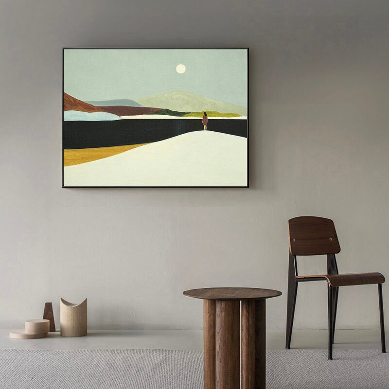 Large Abstract Landscape Oil Painting on Canvas, Hand-painted Landscape Canvas Wall Art,modern Minimalist Nature Art for Living Room Bedroom