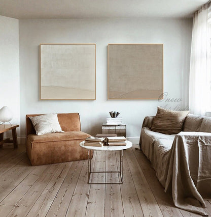 Large Abstract Canvas Wall Art, Original Oil Painting on Canvas, Modern Grey and Beige Minimalist Wall Art for Living Room, Bedroom Decor