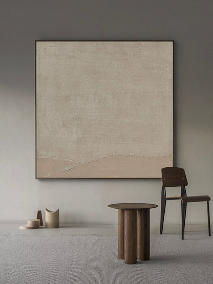 Large Abstract Canvas Wall Art, Original Oil Painting on Canvas, Modern Grey and Beige Minimalist Wall Art for Living Room, Bedroom Decor