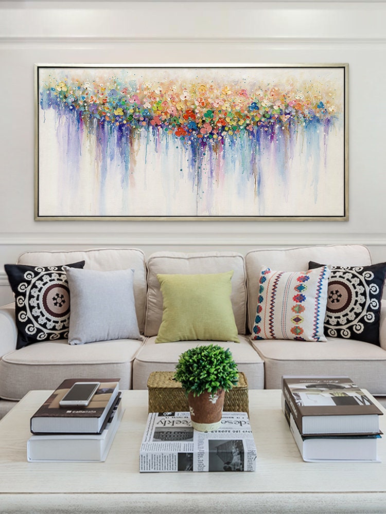 Colorful Boho Floral Wall Art Painting – Original Texture Art