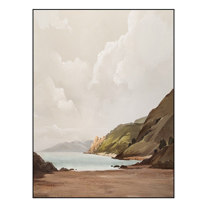 Large Abstract Landscape Oil Painting on Canvas, Hand-painted Mountain and Lake Canvas Wall Art, Modern Nature Wall Art for Living Room