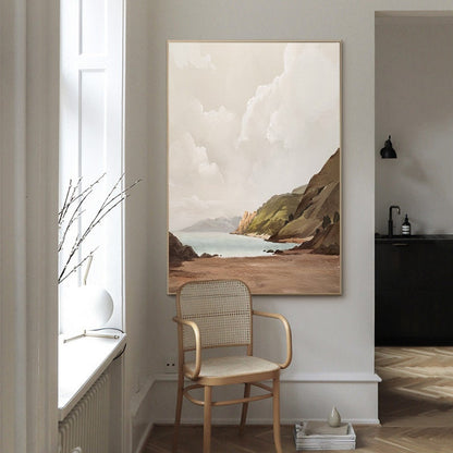 Large Abstract Landscape Oil Painting on Canvas, Hand-painted Mountain and Lake Canvas Wall Art, Modern Nature Wall Art for Living Room