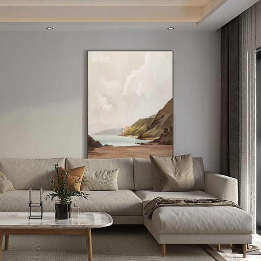 Large Abstract Landscape Oil Painting on Canvas, Hand-painted Mountain and Lake Canvas Wall Art, Modern Nature Wall Art for Living Room