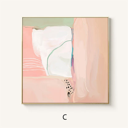 Pink and White Abstract Canvas Wall Art, Original Hand-painted Oil Painting on Canvas, Modern Minimalist Wall Art for Living Room,home Decor