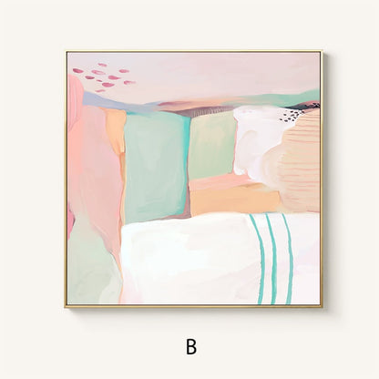 Pink and White Abstract Canvas Wall Art, Original Hand-painted Oil Painting on Canvas, Modern Minimalist Wall Art for Living Room,home Decor