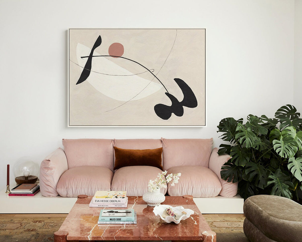 Beige and Black Abstract Canvas Wall Art, Large Original Geometric Acrylic Painting on Canvas, Modern Minimalist Wall Art for Living Room
