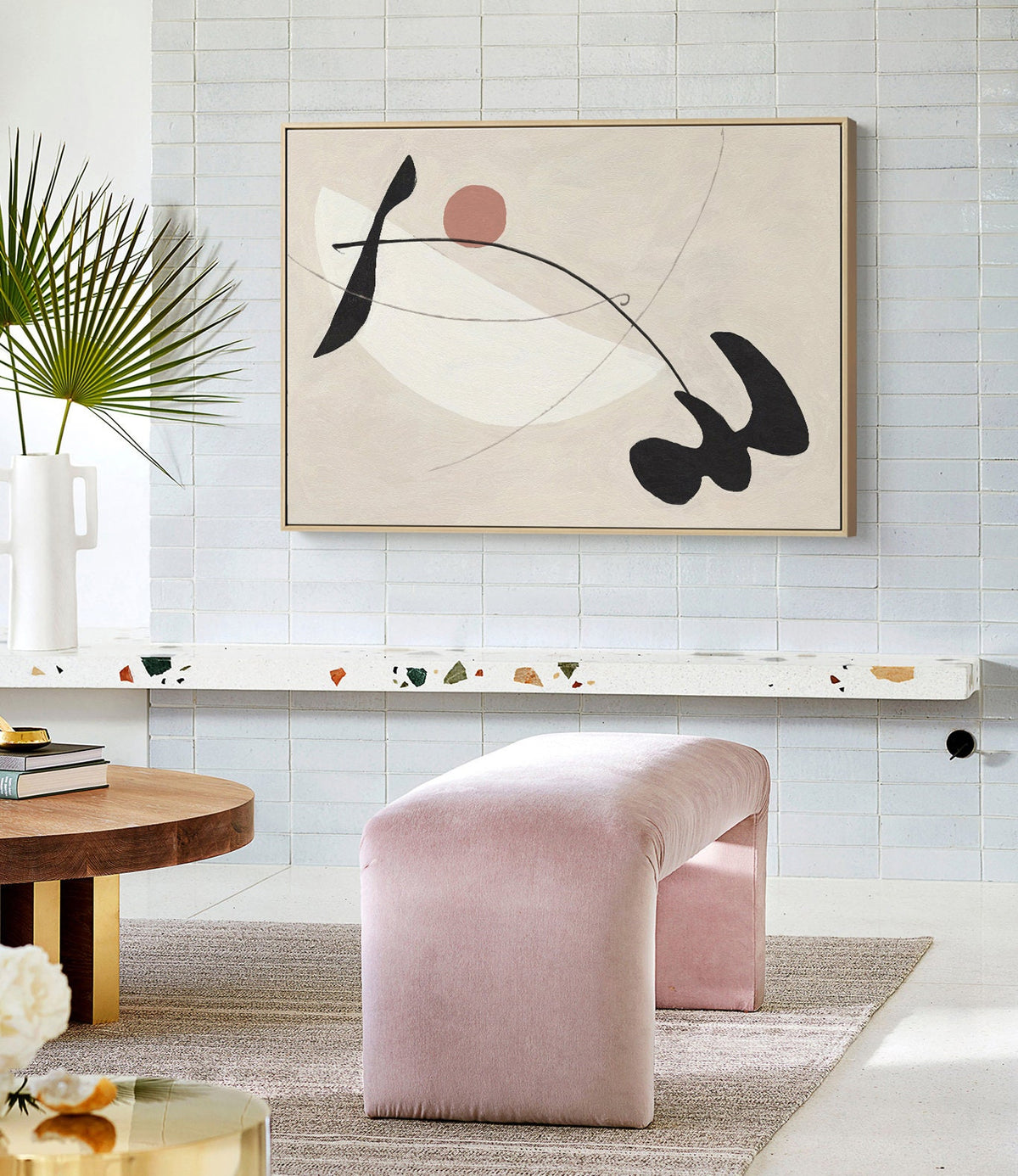 Beige and Black Abstract Canvas Wall Art, Large Original Geometric Acrylic Painting on Canvas, Modern Minimalist Wall Art for Living Room