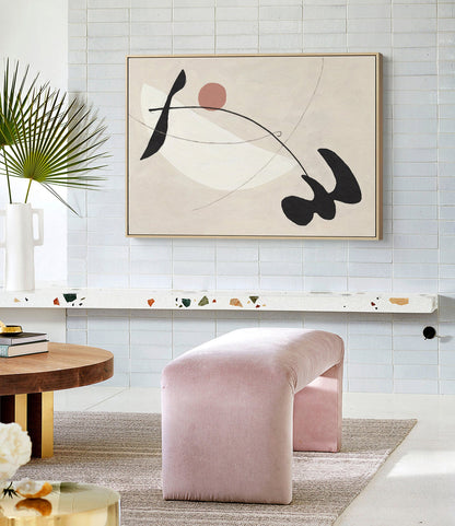 Beige and Black Abstract Canvas Wall Art, Large Original Geometric Acrylic Painting on Canvas, Modern Minimalist Wall Art for Living Room