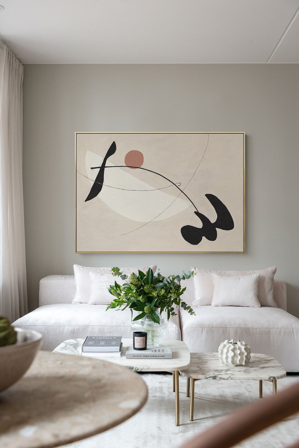 Beige and Black Abstract Canvas Wall Art, Large Original Geometric Acrylic Painting on Canvas, Modern Minimalist Wall Art for Living Room