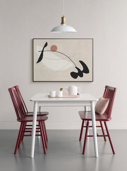 Beige and Black Abstract Canvas Wall Art, Large Original Geometric Acrylic Painting on Canvas, Modern Minimalist Wall Art for Living Room