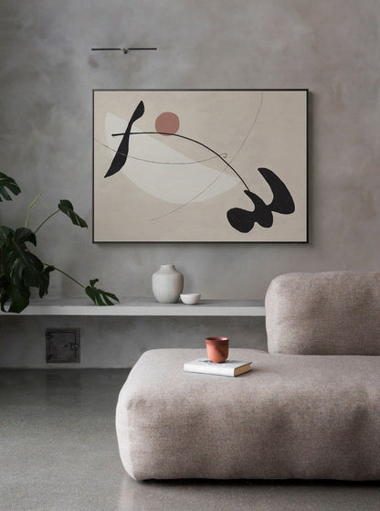 Beige and Black Abstract Canvas Wall Art, Large Original Geometric Acrylic Painting on Canvas, Modern Minimalist Wall Art for Living Room