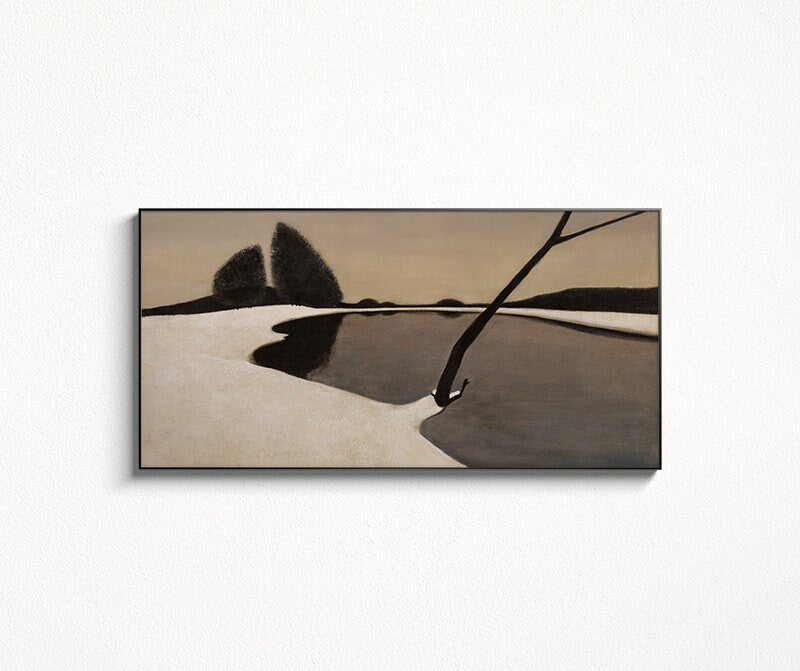 Abstract Brown and Black Oil Painting on Canvas, Large Abstract Landscape Canvas Wall Art,modern Minimalist Wall Art for Living Room Bedroom