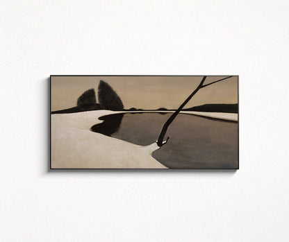 Abstract Brown and Black Oil Painting on Canvas, Large Abstract Landscape Canvas Wall Art,modern Minimalist Wall Art for Living Room Bedroom