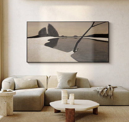 Abstract Brown and Black Oil Painting on Canvas, Large Abstract Landscape Canvas Wall Art,modern Minimalist Wall Art for Living Room Bedroom