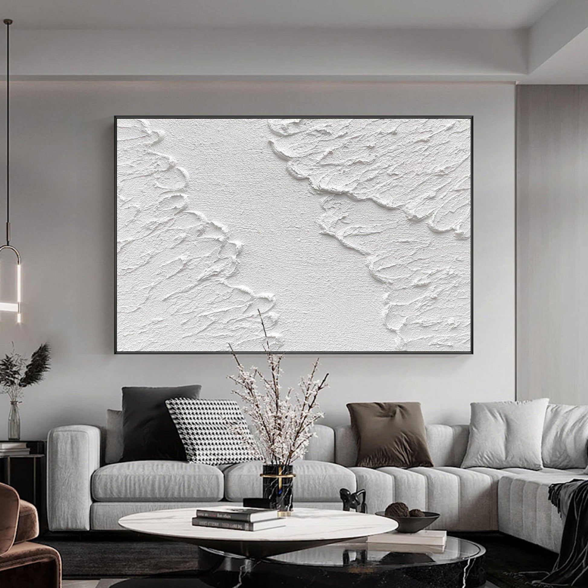 Minimalist White 3D Textured Abstract Painting – Wall Art