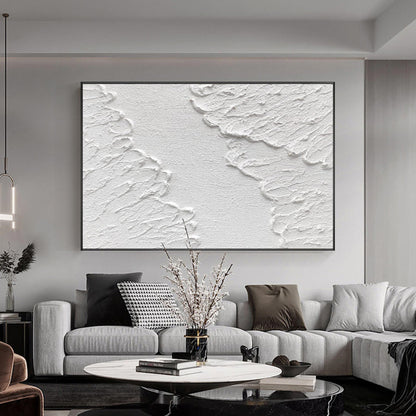 Minimalist White 3D Textured Abstract Painting – Wall Art