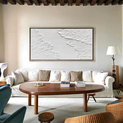 Minimalist White 3D Textured Abstract Painting – Wall Art