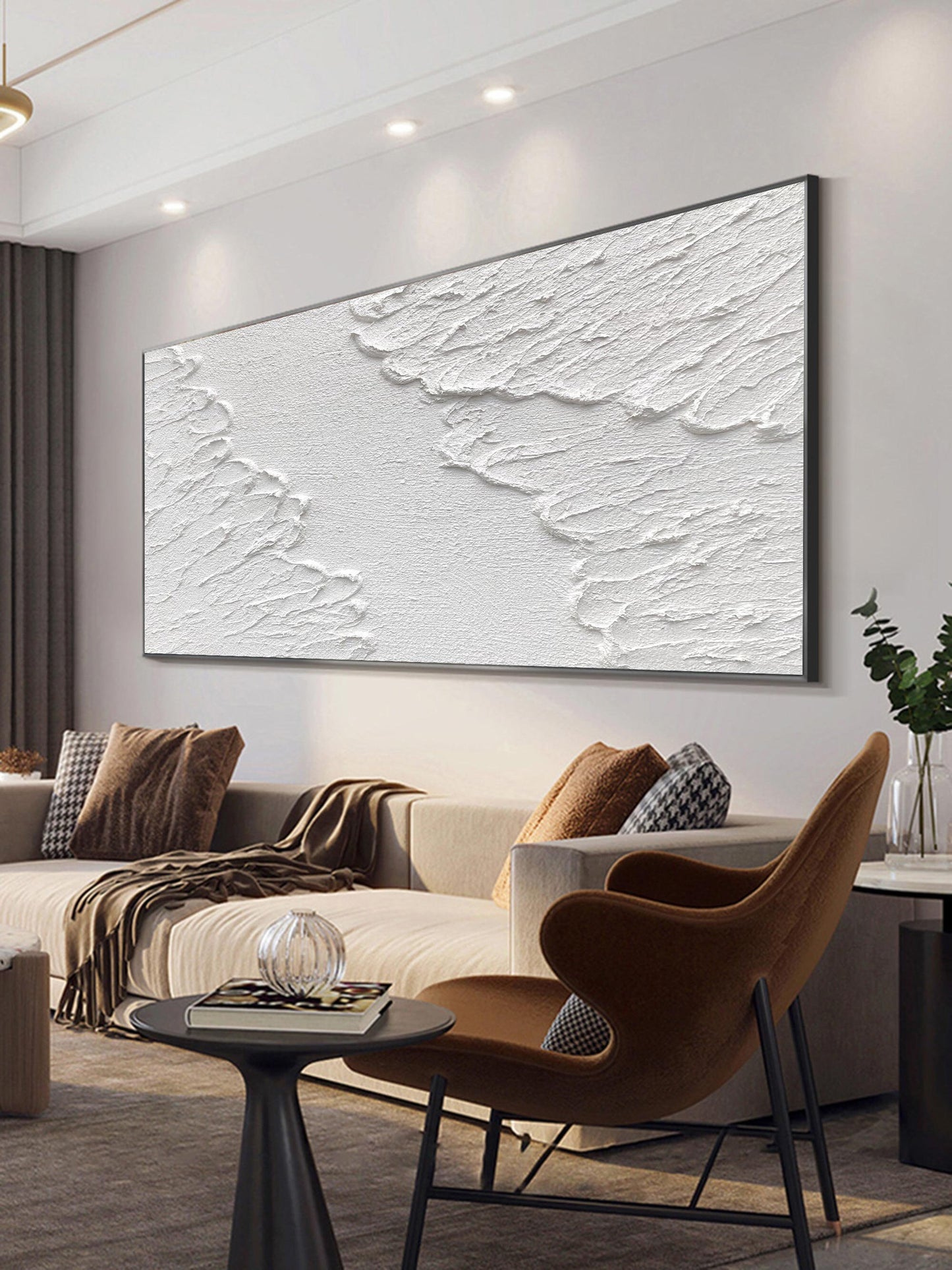 Minimalist White 3D Textured Abstract Painting – Wall Art