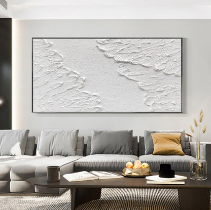 Minimalist White 3D Textured Abstract Painting – Wall Art