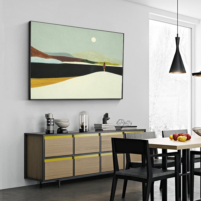 Large Abstract Landscape Oil Painting on Canvas, Hand-painted Landscape Canvas Wall Art,modern Minimalist Nature Art for Living Room Bedroom
