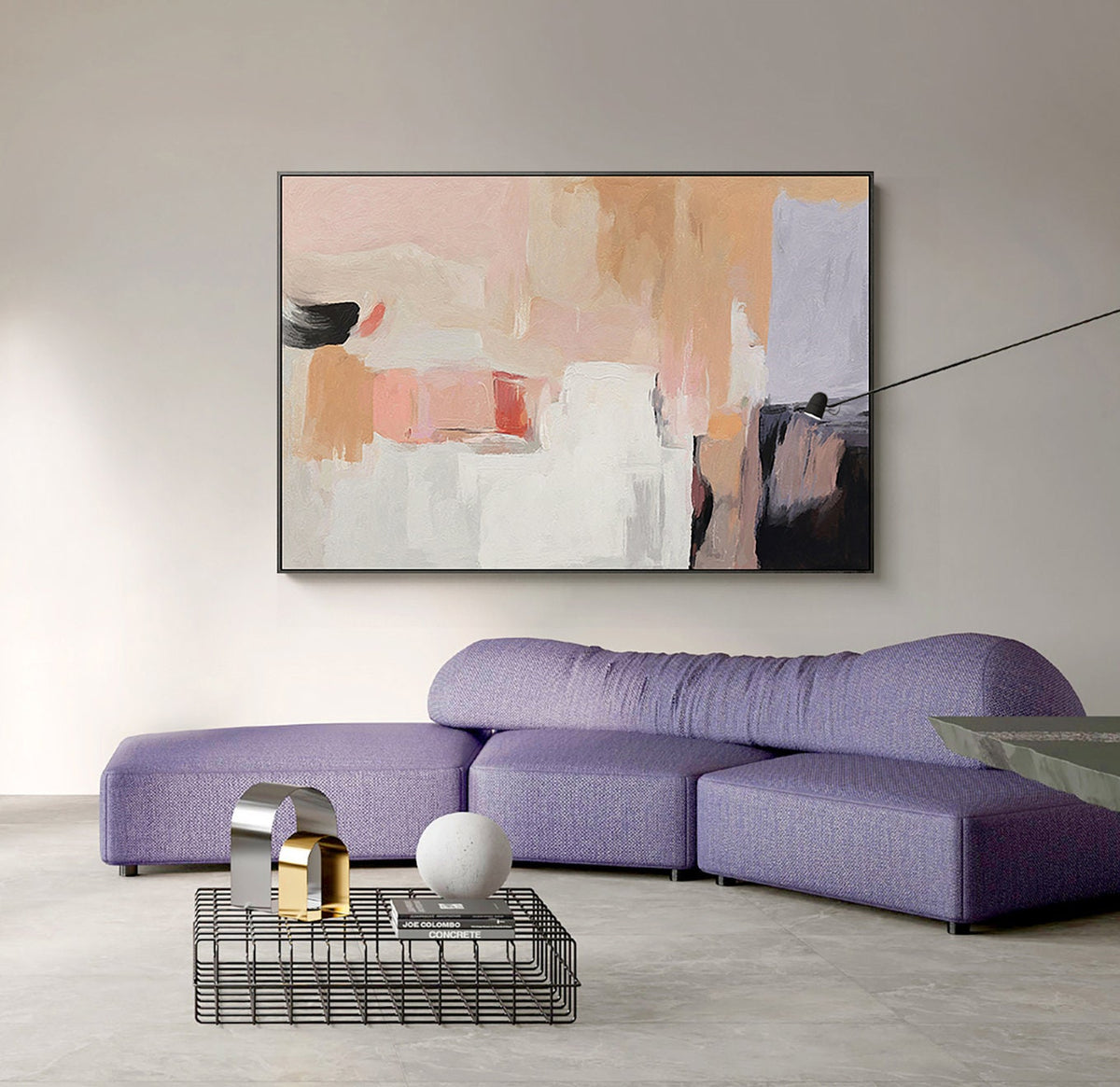 Large Abstract Oil Painting on Canvas, Original Hand-painted Geometric Canvas Wall Art, Modern Textured Wall Art for Living Room, Home Décor
