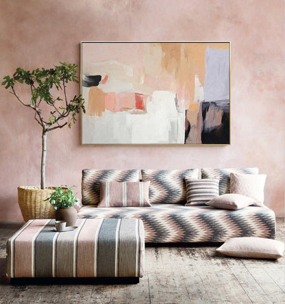 Large Abstract Oil Painting on Canvas, Original Hand-painted Geometric Canvas Wall Art, Modern Textured Wall Art for Living Room, Home Décor