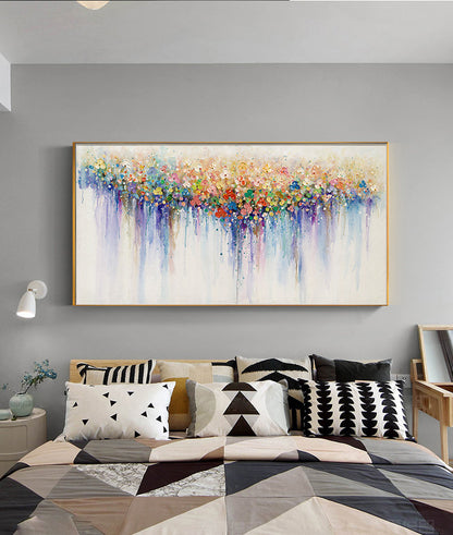 Colorful Boho Floral Wall Art Painting – Original Texture Art