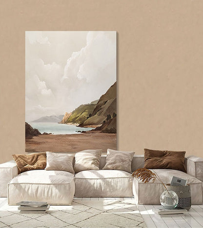 Large Abstract Landscape Oil Painting on Canvas, Hand-painted Mountain and Lake Canvas Wall Art, Modern Nature Wall Art for Living Room