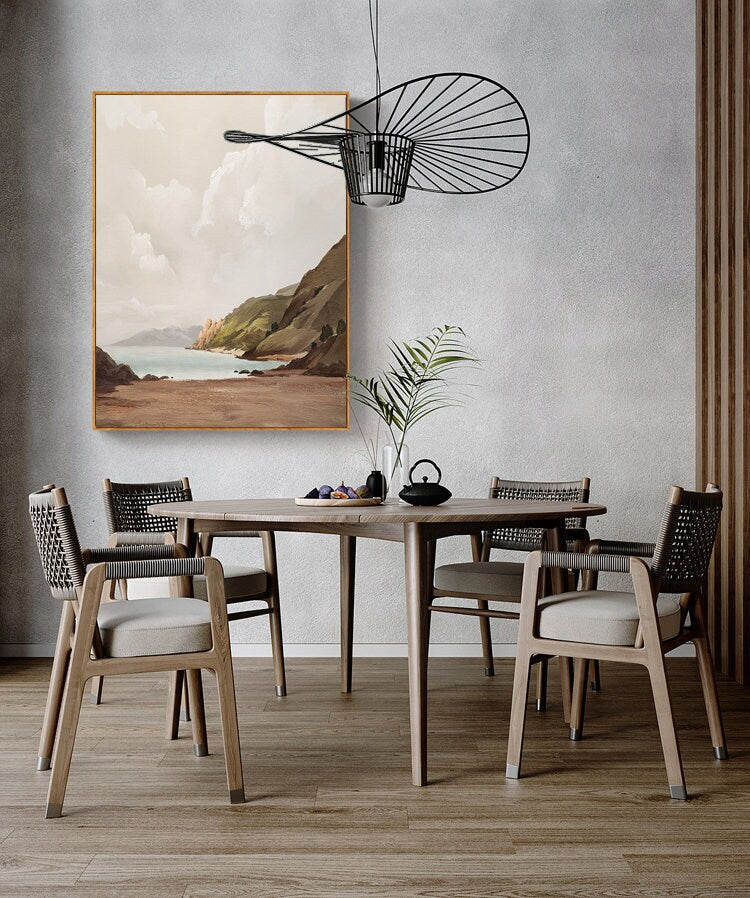 Large Abstract Landscape Oil Painting on Canvas, Hand-painted Mountain and Lake Canvas Wall Art, Modern Nature Wall Art for Living Room