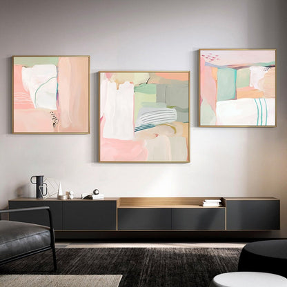 Pink and White Abstract Canvas Wall Art, Original Hand-painted Oil Painting on Canvas, Modern Minimalist Wall Art for Living Room,home Decor