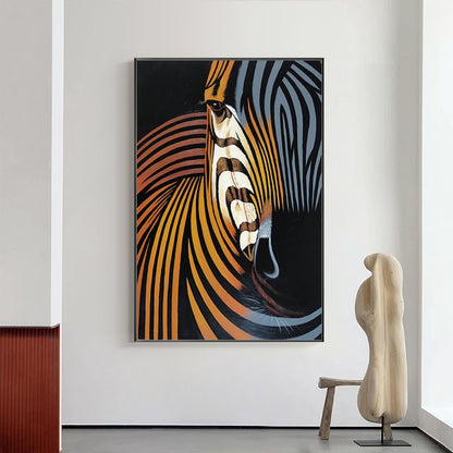 Abstract Colorful Zebra Oil Painting on Canvas, Large Original Zebra Canvas Wall Art, Hand-painted Animal Painting for Kids Room Living Room