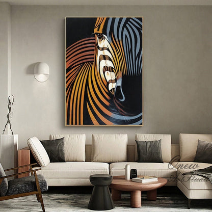 Abstract Colorful Zebra Oil Painting on Canvas, Large Original Zebra Canvas Wall Art, Hand-painted Animal Painting for Kids Room Living Room