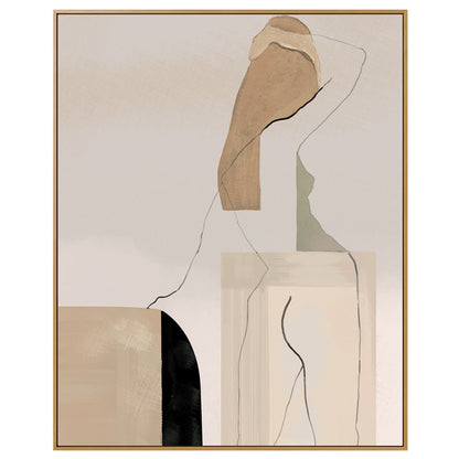 Large Abstract Woman Figure Canvas Art, Modern Hand-painted Geometric Oil Painting on Canvas, Minimalist Wall Art for Living Room,home Décor