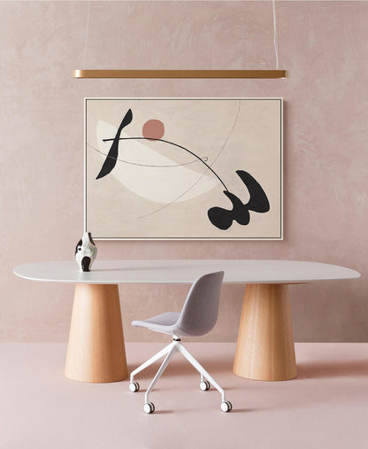 Beige and Black Abstract Canvas Wall Art, Large Original Geometric Acrylic Painting on Canvas, Modern Minimalist Wall Art for Living Room