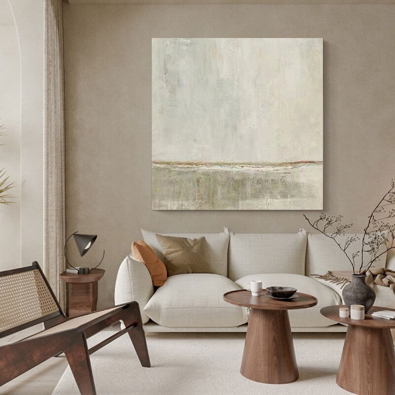 Large Abstract Oil Painting on Canvas, Original Grey and Beige Canvas Wall Art, Modern Minimalist Wall Art for Living Room, Bedroom Decor