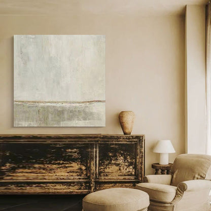Large Abstract Oil Painting on Canvas, Original Grey and Beige Canvas Wall Art, Modern Minimalist Wall Art for Living Room, Bedroom Decor