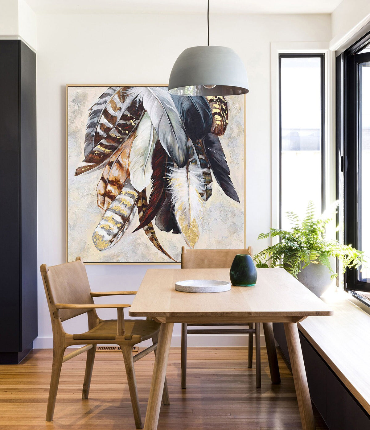 Original Animal Feather Oil Painting on Canvas, Abstract Colorful Feather Canvas Wall Art, Modern Minimalist Artwork for Living Room Bedroom