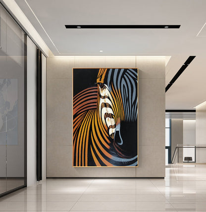 Abstract Colorful Zebra Oil Painting on Canvas, Large Original Zebra Canvas Wall Art, Hand-painted Animal Painting for Kids Room Living Room
