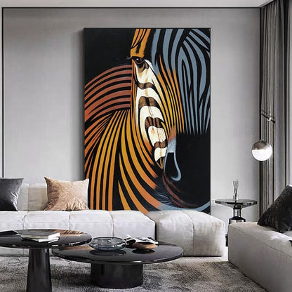 Abstract Colorful Zebra Oil Painting on Canvas, Large Original Zebra Canvas Wall Art, Hand-painted Animal Painting for Kids Room Living Room