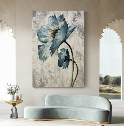 Abstract Flower Oil Painting on Canvas, Original Hand Painted Flower Canvas Art, Modern Textured Floral Wall Art for Living Room, Home Décor
