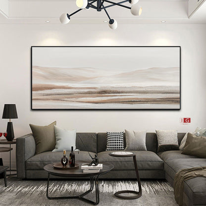 Beige Abstract Landscape Painting – Textured Wall Art – Abstract Painting
