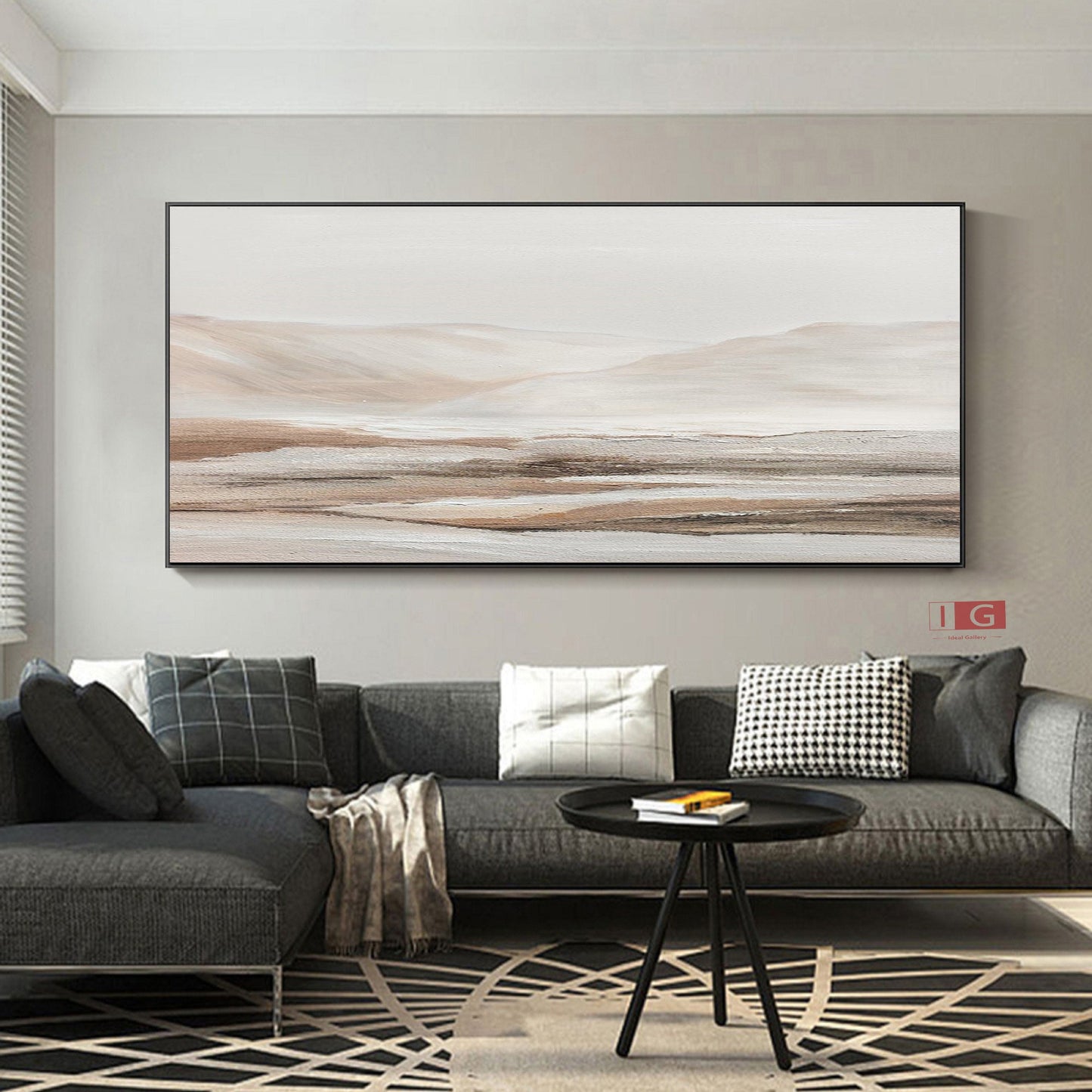 Beige Abstract Landscape Painting – Textured Wall Art – Abstract Painting