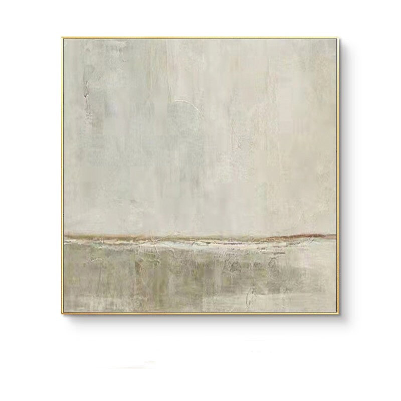 Large Abstract Oil Painting on Canvas, Original Grey and Beige Canvas Wall Art, Modern Minimalist Wall Art for Living Room, Bedroom Decor