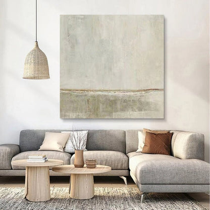 Large Abstract Oil Painting on Canvas, Original Grey and Beige Canvas Wall Art, Modern Minimalist Wall Art for Living Room, Bedroom Decor