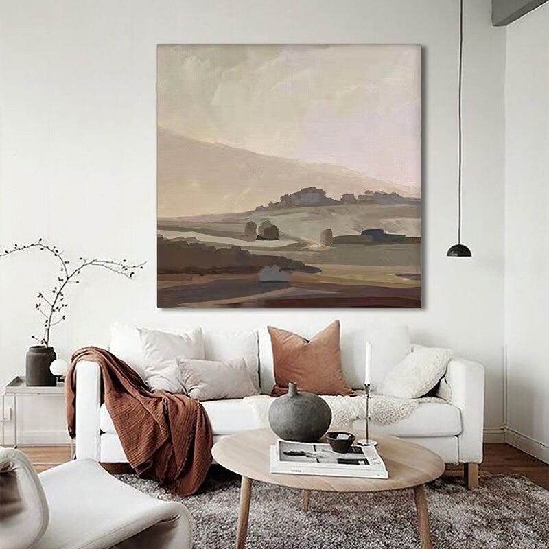 Large Abstract Landscape Oil Painting on Canvas, Original Mountain Canvas Wall Art, Modern Nature Wall Art for Living Room, Home Décor